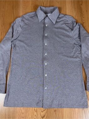 Emanuel Berg Classic Long-Sleeve Dress Shirt in Light Gray Micro-Print